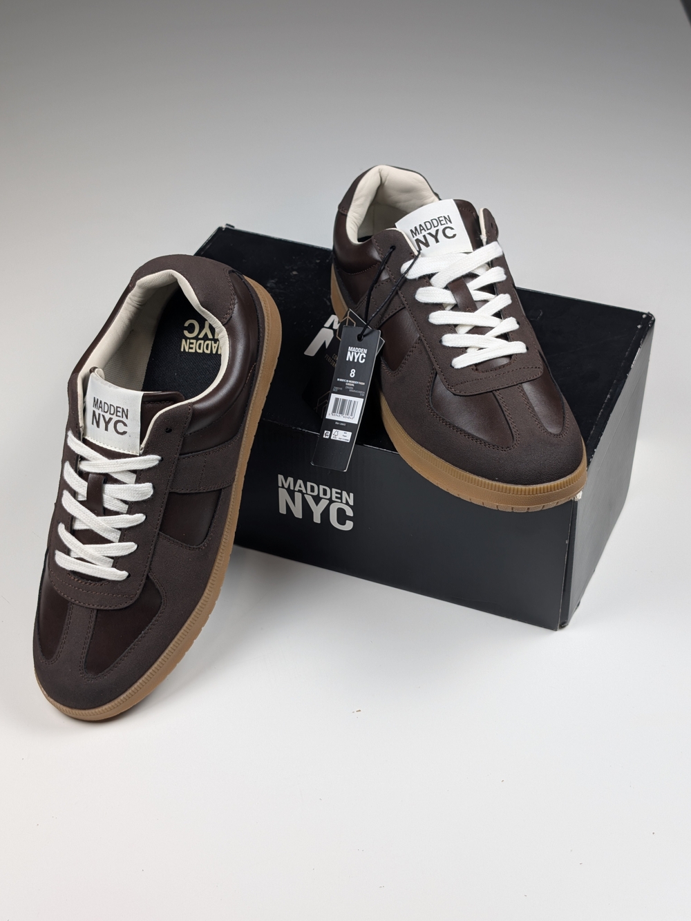 Madden NYC Mens Morddy Dark Brown Gum Sole Low Top Casual Sneakers Size 8